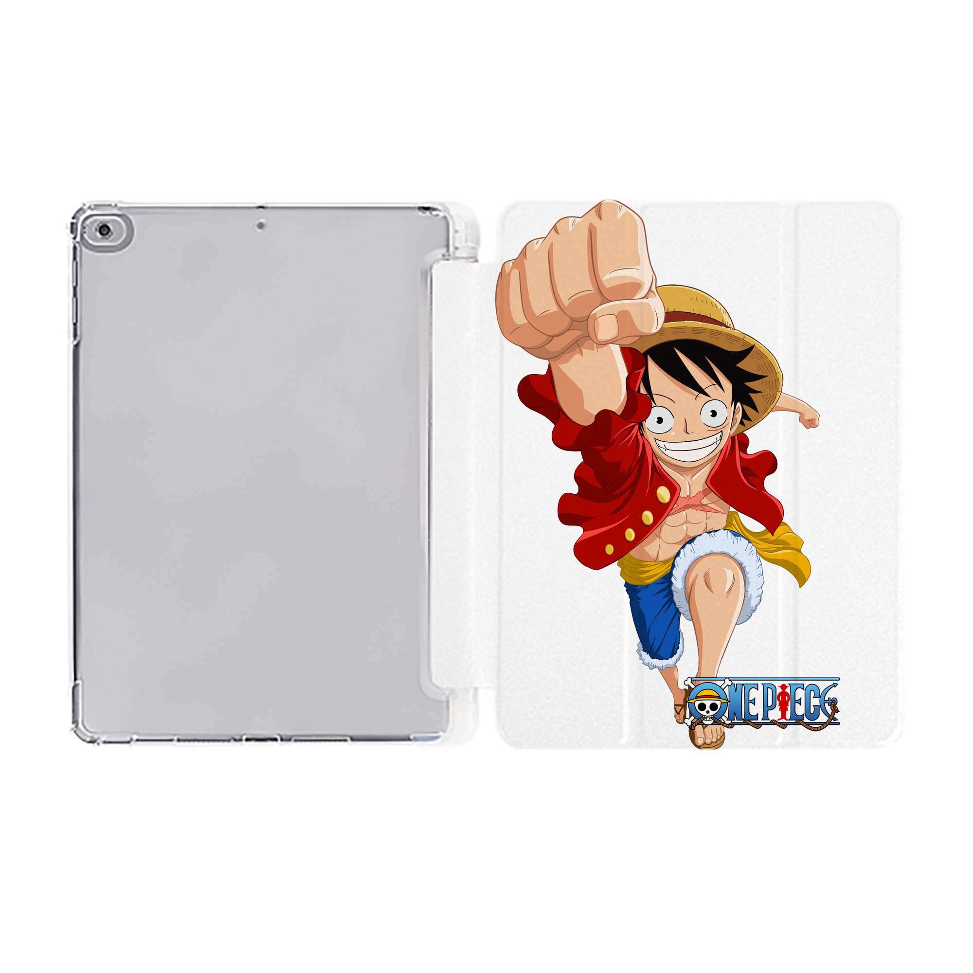 （画像用） ワンピース モンキー・D・ルフィ ONE PIECE Monkey D. Luffy IPad ケース ペン収納付き 三つ折りスタンド PUレザー×シリコン 対応機種9.5/10.5/10.9インチ